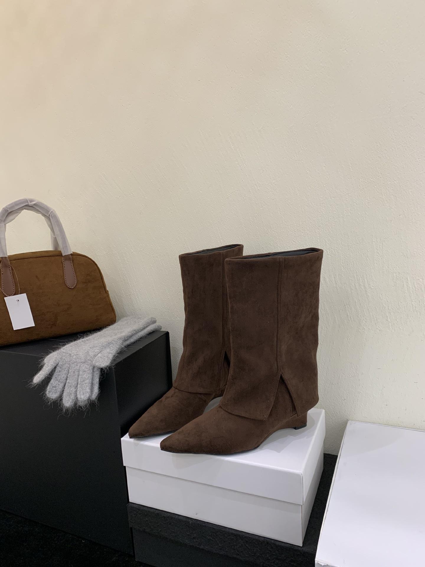 

Wedge heel French retro pointed western cowboy boots women s boots autumn 2025 new tube pants tube boots 39 коричневий