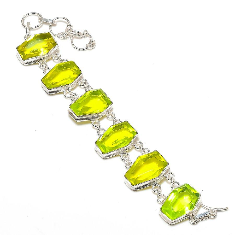 Natural Tsavorite Gemstone Handmade 925 Sterling Silver Bracelet 7-8" l4H57