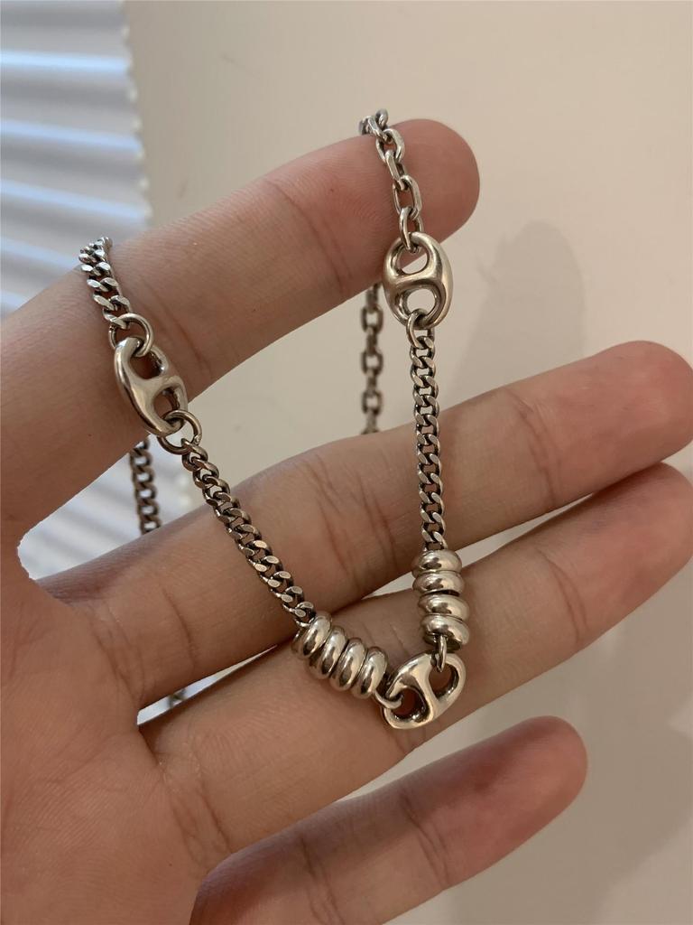 Yinruitai S925 Sterling Silver Retro Pig Nose Spliced Women's Necklace - Light Luxury, High-End Design