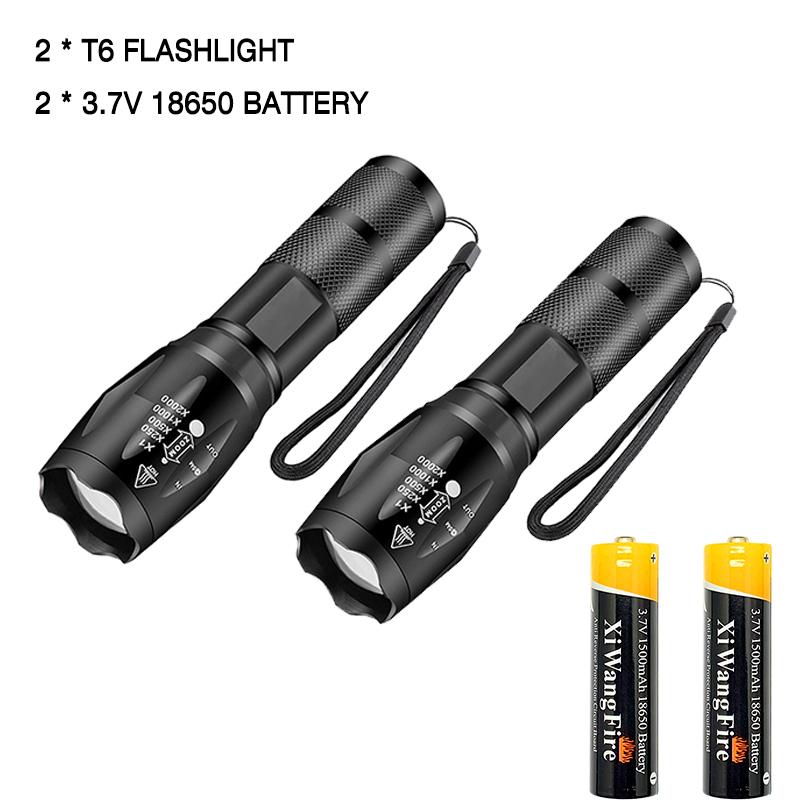 High Power Led Flashlights Camping Torch 5 Lighting Modes Zoom Light Aluminum Alloys Waterproof Material External 18650 Battery