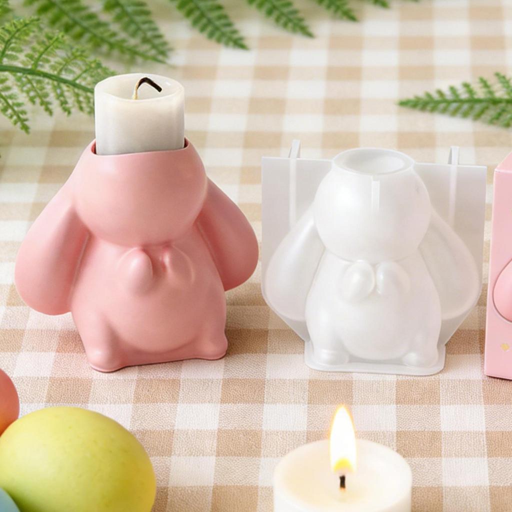Kaninchen Silikonform Niedlich Leicht zu lösen Bastelbedarf Osterhase Kerzenständer Silikonformen für Wachs Gips Harz Epoxid Zuhause