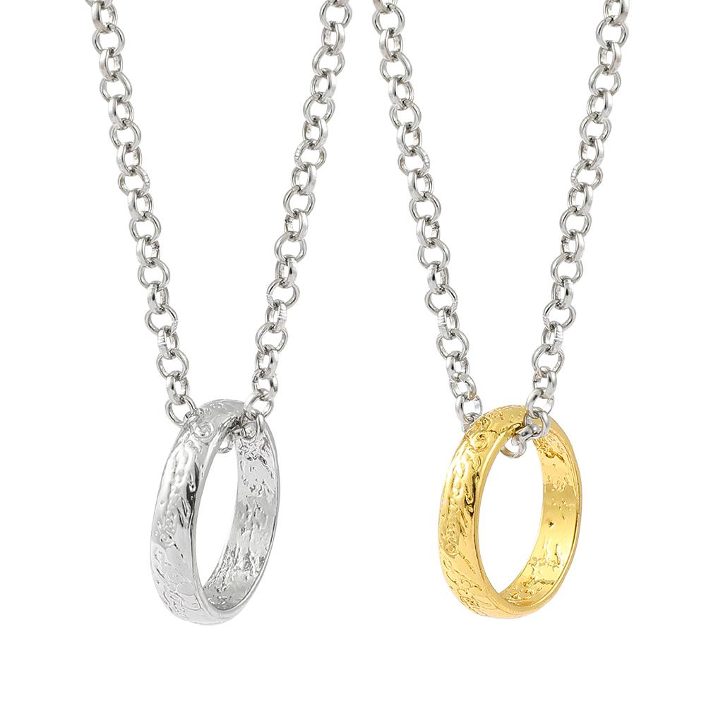 Lord of The Finger Rings Necklace Movie With The Same Inside and Outside 3D Engraving Spanish Sanskrit Necklace