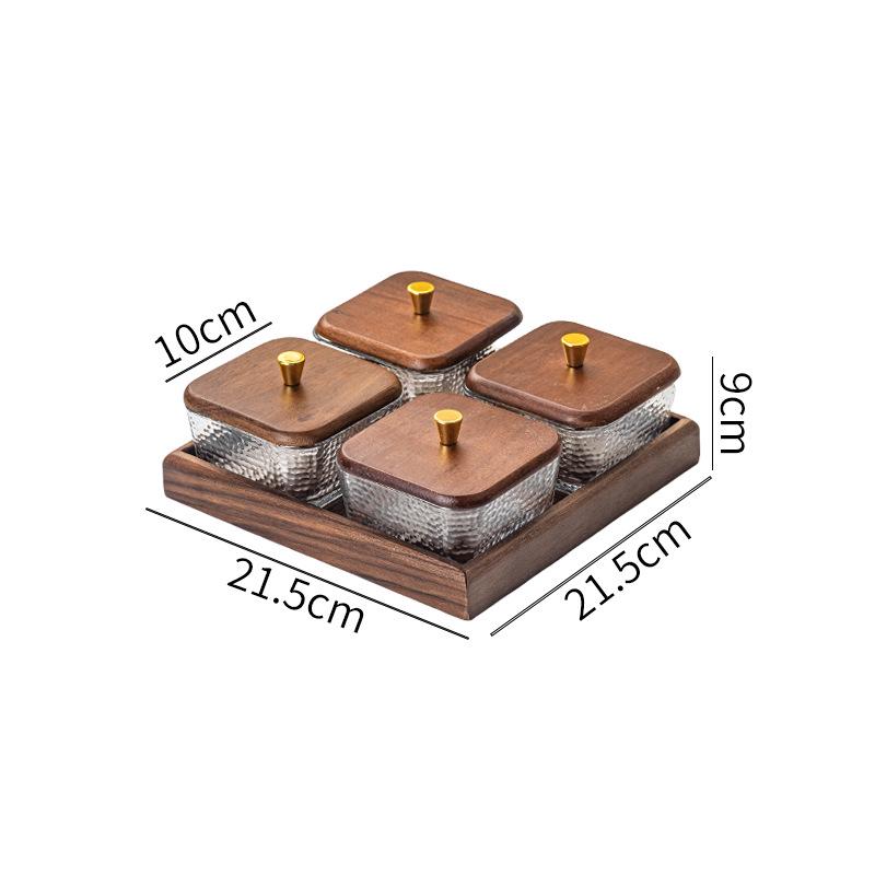 Creative Glass Walnut Fruit Bowl with Compartments for Snacks & Desserts