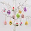 12dílný Velikonoční závěsný vajíčko s květinovým bodkovaným vzorem DIY Velikonoční vajíčkové ozdoby Dětský dárek
