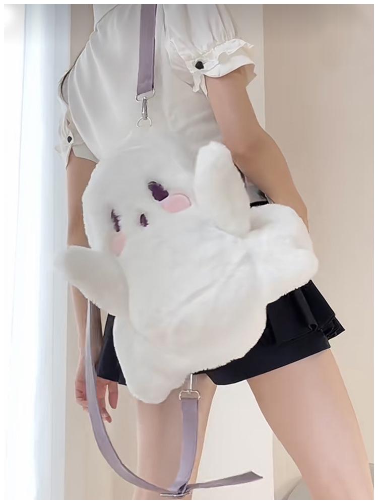 Halloween Ghost Plush Cartoon Backpack - Cute Double/Single Shoulder Bag for Girls
