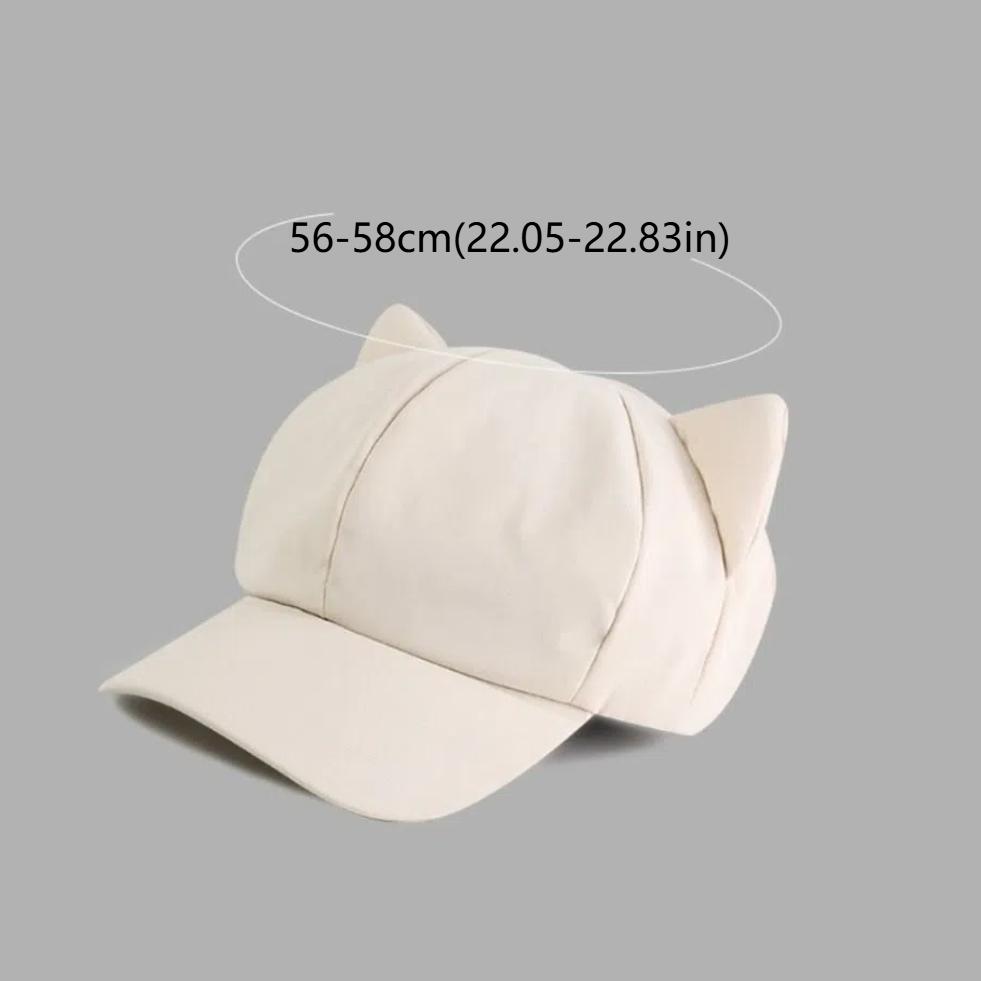 Lovely Korean Y2K Cat Ear Hat Solid Color Sunscreen Women'S Baseball Hat Casual Outdoor Peaked Cap Girl