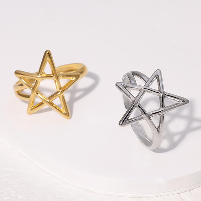 Star Titanium Steel Open Ring - Minimalist Stainless Steel Design