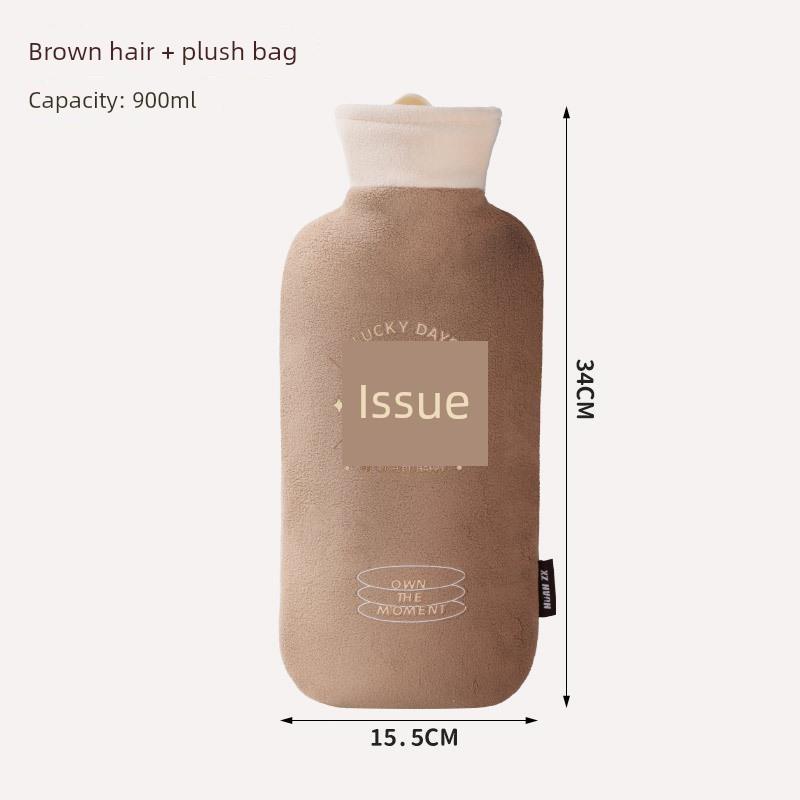 Long Hot Water Bag Water Injection Plush Cover Rubber Warm Water Bag Waist Supporter Irrigation Large Thickened Belly Warming Handbag