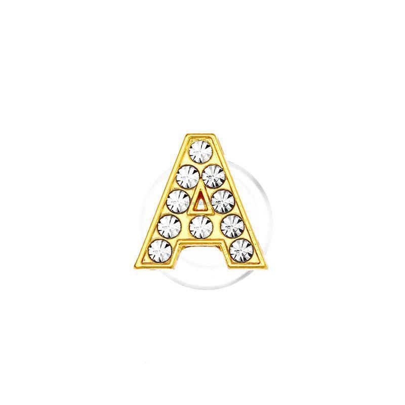 1Pcs Gold Letters Metal Shoe Charms Crystal Diamond Alloy Charms Shoes Accessories Buckle High Quality Shoes Decoration