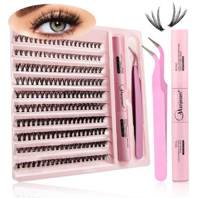 DIY Wimpernverlängerungsset Wimpern 200 Stück Cluster Wimpernkleber und -versiegelung Make-up-Tools zum Aufkleben von Wimpern Klebekleber Zubehör