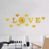 Mirror Effect 3D Clock Love Heart Wall Analog Sticker DIY Home