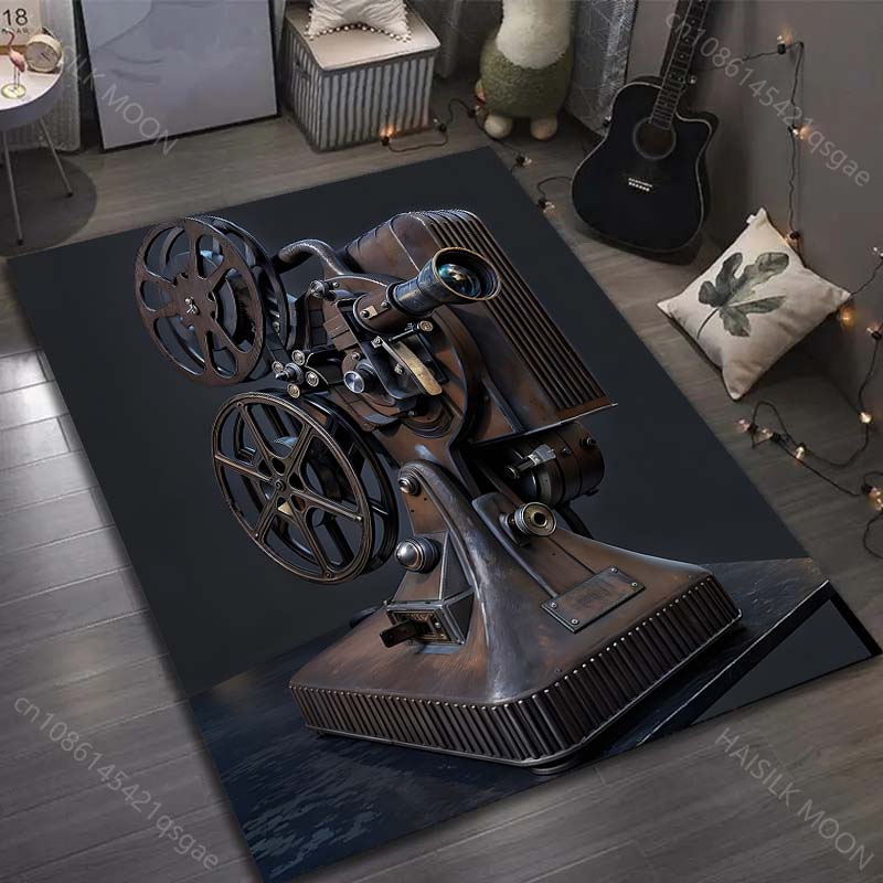 Retro Movie Film Player Print Carpet for Bedroom Living Room Bedside Sofa Floor Mat Modern Home Decor Area Rug Large Size
