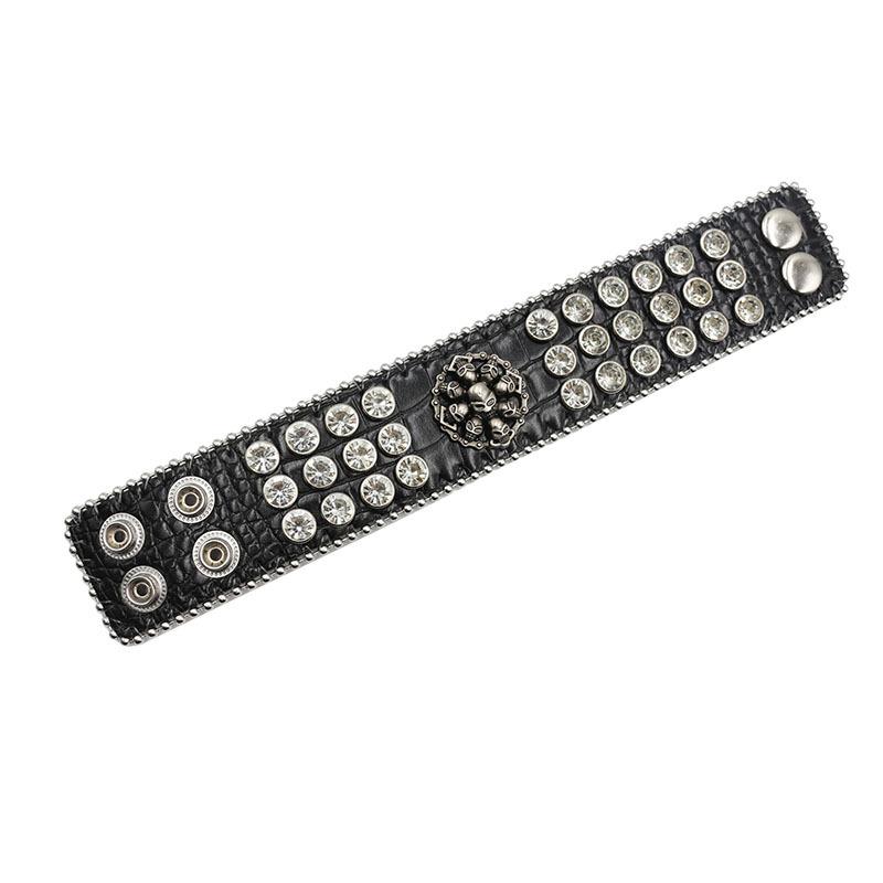 Gothic Punk Totenkopf Armband Strass Armband Schmuckdesign Diamant PU Leder Handschmuck