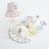 Kids' Embroidered Floral Mesh Bucket Hat - Breathable Outdoor Sun Hat for Students