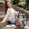 Watercolor Leopard Floral Print Large Tote Bag Fashion Casual Daily Shoulder Handbag