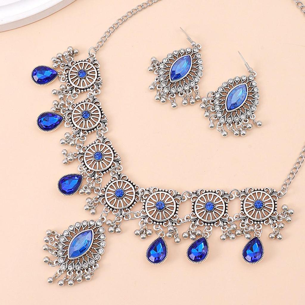 Bohemian Marquise Necklace & Earring Set: European-American Retro Court Style
