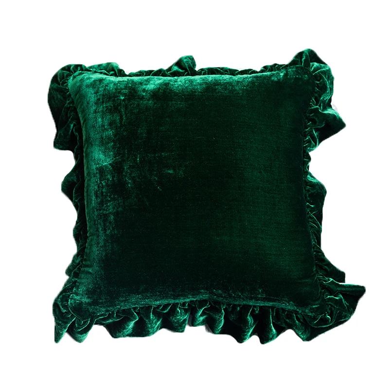 Medicci Home Edge Ruffled Pillow Cases Antique Retro Vintage Ancient Luxury Purple Velvet Cushion Cover 45x45cm Dropshipping
