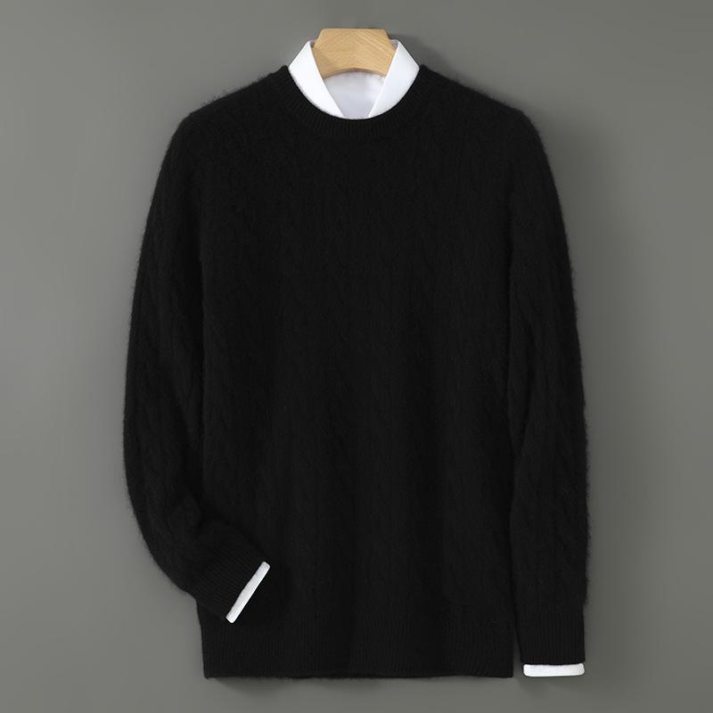 

Men s Wool Pullover Sweater - Thick, Loose Knit, Round Neck, Cardigan Style, Ideal for Autumn/Winter. XL