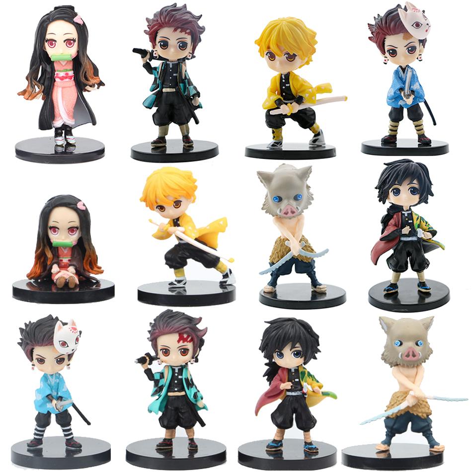 4/5/6Pcs 7cm Set Anime Demon Slayer Figure Kamado Tanjirou Nezuko Mini Cute Edition Pvc Doll Toy Desktop Ornament Gift Kid Friendly Entertaining Fun