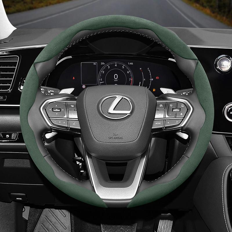 Suitable for Lexus Anti-Slip Buckle Segmented Suede Steering Wheel Cover Suitable for Is250 Ct200H Is350 Es300H Rc Is300H Rx Rx450H