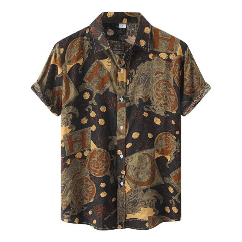 

Новая мужская рубашка с коротким рукавом с цветочным принтом Новая мужская рубашка с коротким рукавом с цветочным принтом Black L