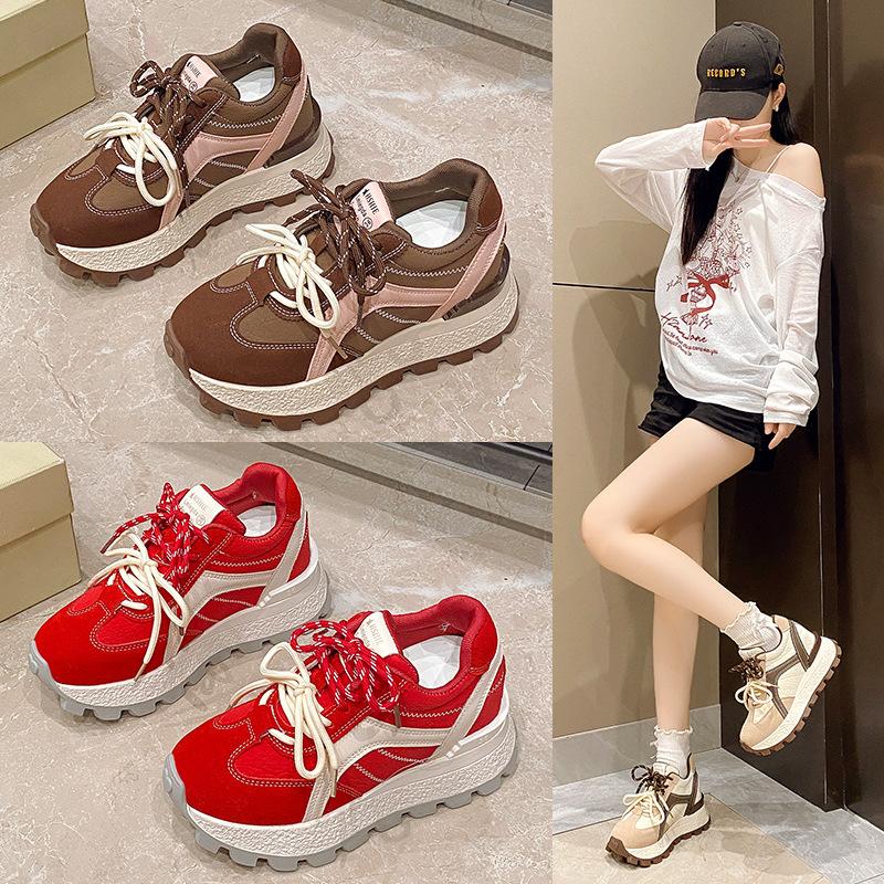 2025 autumn new German training shoes waterproof table fashion casual shoes autumn ins women's shoes round head height Forrest Gump shoes women