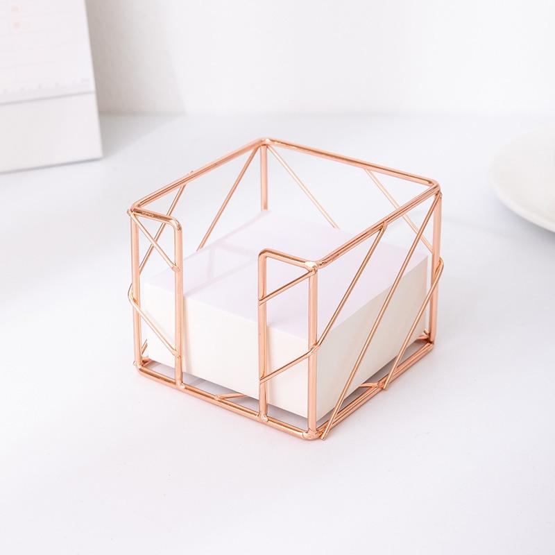 Hollowed-out Ironwork Rose Gold Note Box Metal Hard and Not Easy To Damage Desktop Office Storage Box 2690₽