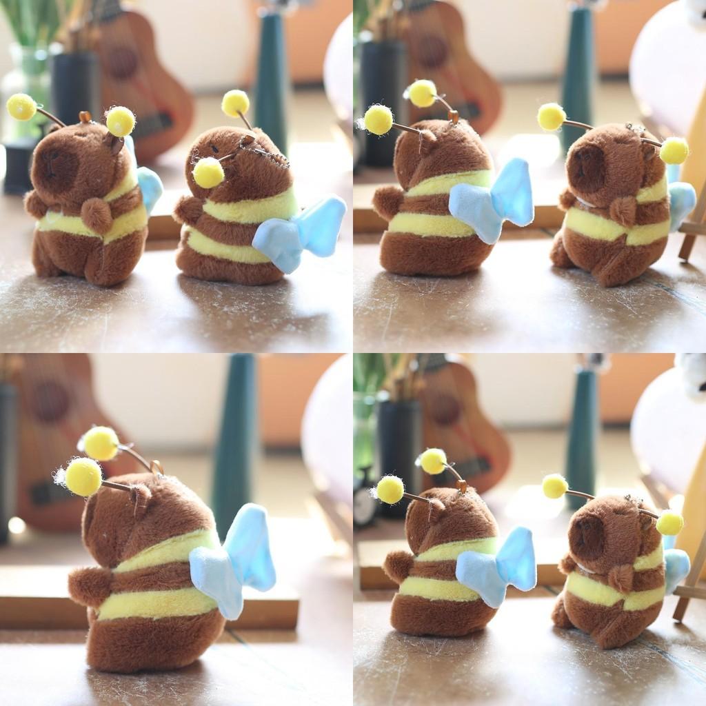 Plush Capybara Bee Keychain With Vibrating Wings Super Soft Backpack Decor