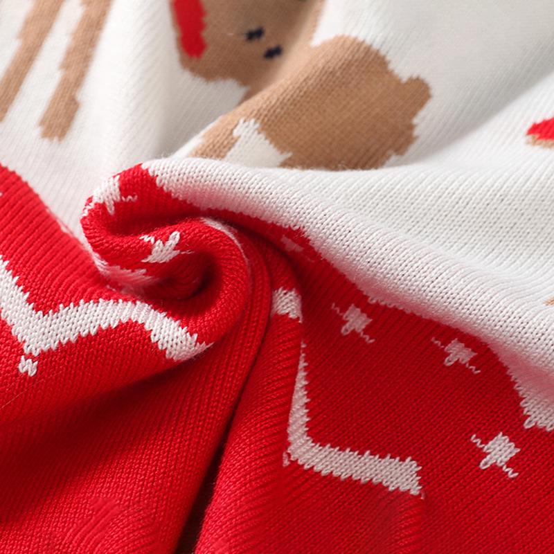 Children's Christmas Sweater: Three Little Deer Jacquard Pullover, Long Sleeve