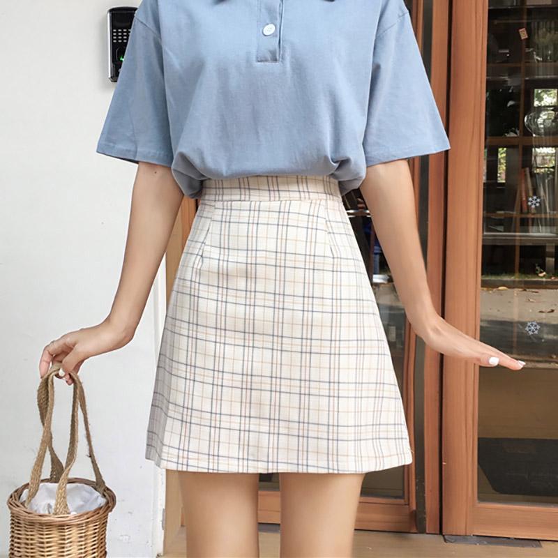 

Женская летняя винтажная юбка трапециевидной формы с высокой талией и диким клетчатым принтом, повседневное платье макси S