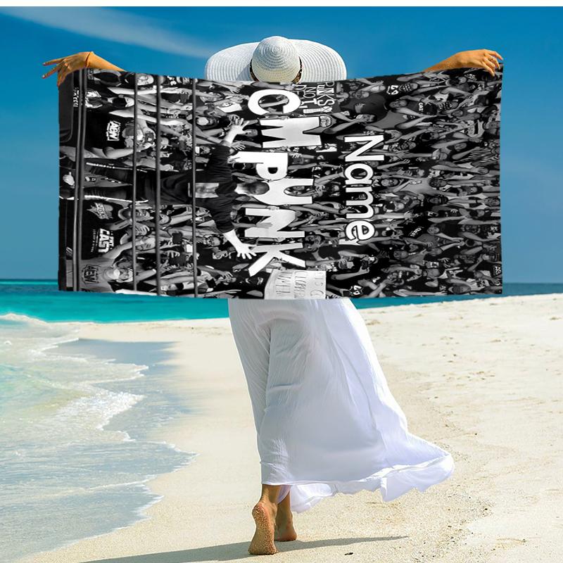 Personalized Customized Proof Beach Towel with CM Punk Pattern - Soft, Absorbent, Quick-drying, Perfect Swimming, Camping&bathing