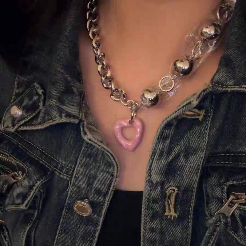 

Acne Heart-Shaped Donut Enamel Necklace - Unique Cold Style Women s Choker