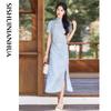Neues Qipao-Kleid im chinesischen Stil mit Knopfleiste