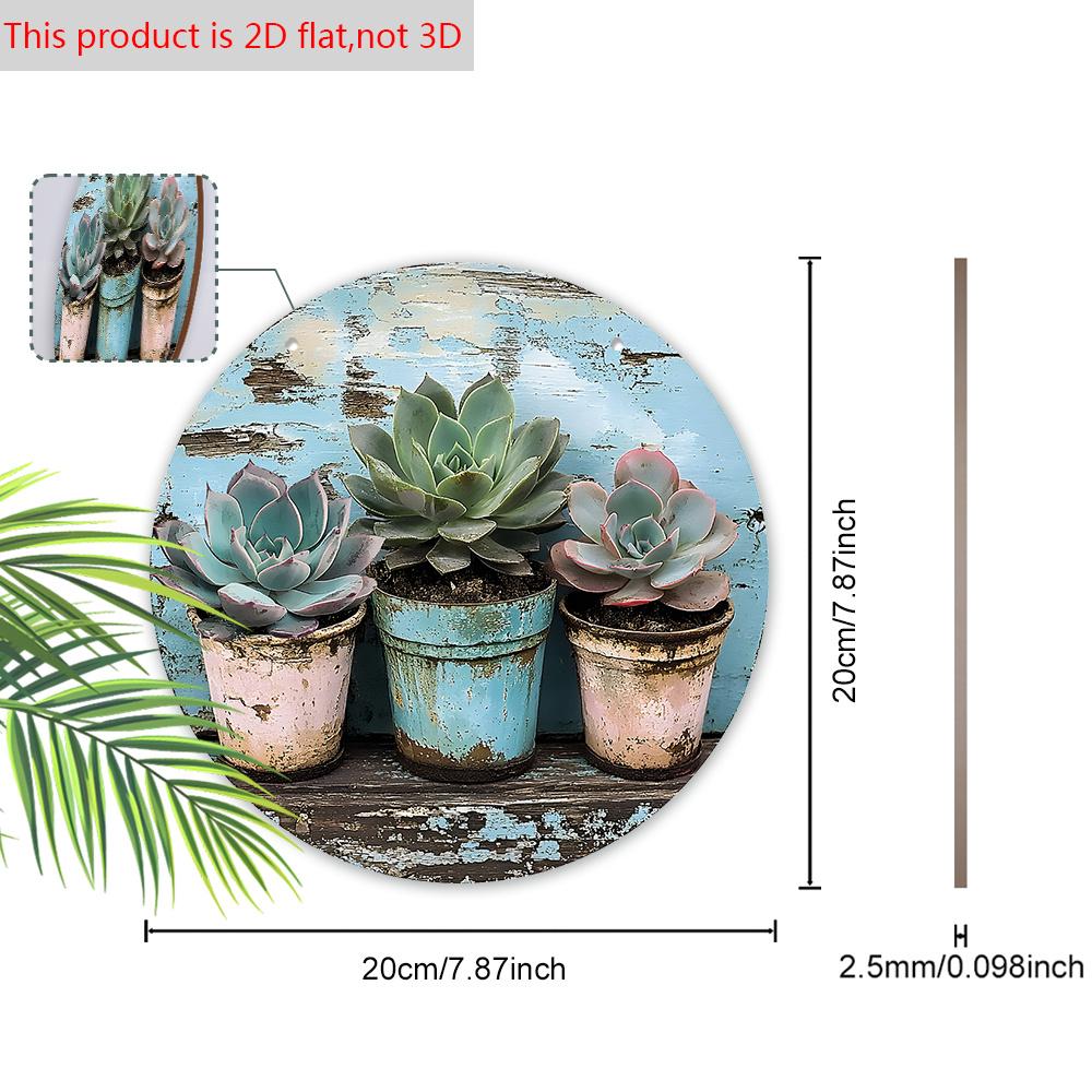 Rust Stains Succulent Bonsai Wooden Sign - Gardening Succulent Round Sign for Front Door, Porch, Fence Hanging Decor - Ideal Home Hanging Ornament