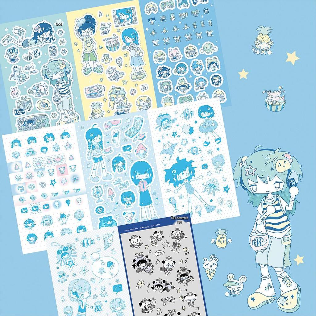 Korean Retro Summer Girl Stickers: Cute Cartoon Guka DIY Creative Set
