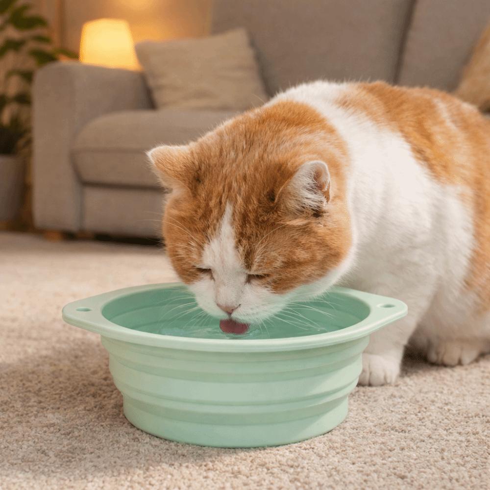 Large Capacity Foldable Silicone Bowl Double Ear Buckle Anti-slip Collapsible Dog Bowl Leak Proof Macaron Color
