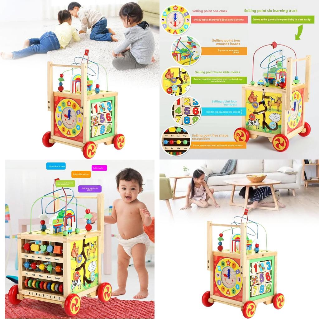 Wooden Childrens Learning Walker With Multifunction For Early Development