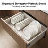 IMEEA Dish Stand, Draining Rack, Stainless Steel, W30.5 x D10 x H12cm, Dish Rack with 6 Compartments, Storage, Dish Drying, Space-Saving, Silver