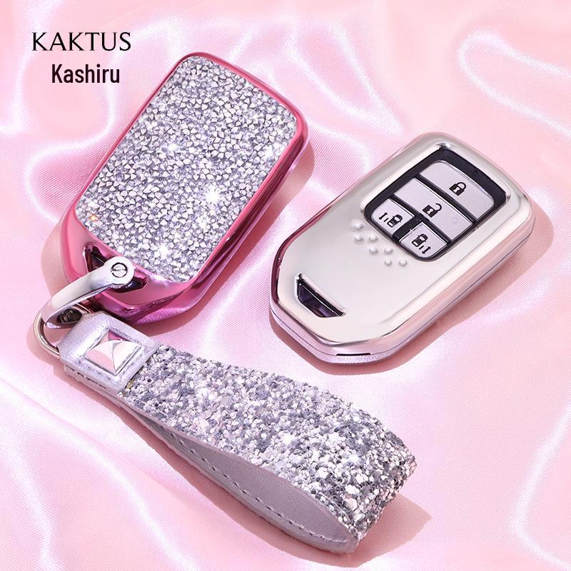 KAKTUS Diamond-Studded Rhinestone Key Case for Honda Crider, Accord, CRV, Civic, Fit