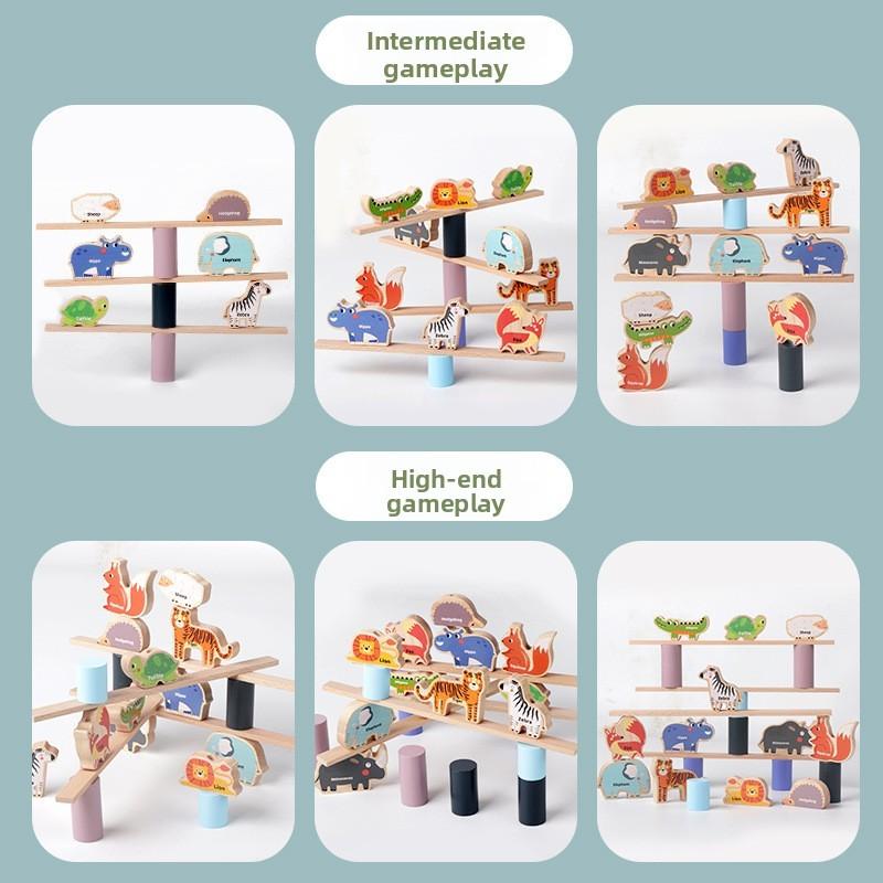 Wooden Animal Puzzle Toy For Kids Educational Learning Balance Stacking Game