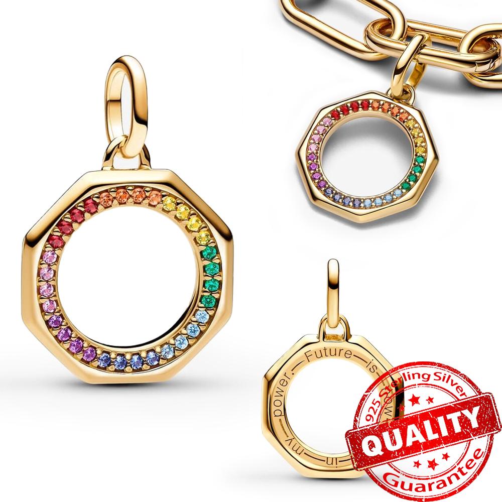 Classic Gold Wire Heart & Sparkling 925 Sterling copper Zircon Angel Dangle Charm For DIY Women Bracelet Pendant Accessories