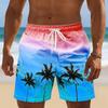 Tropische Farbverlauf Strandshorts für Herren, Kokospalme 3D-Druck Schnelltrocknend Locker Badehose, Lässige Herren Boardshorts mit Kordelzug