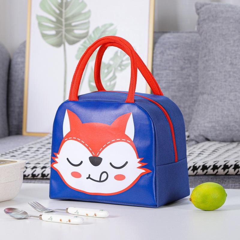 Insulated Lunch Bag with Cartoon Animal Design Portable Handheld Thermal Lunch Box for Work School Outdoor Use