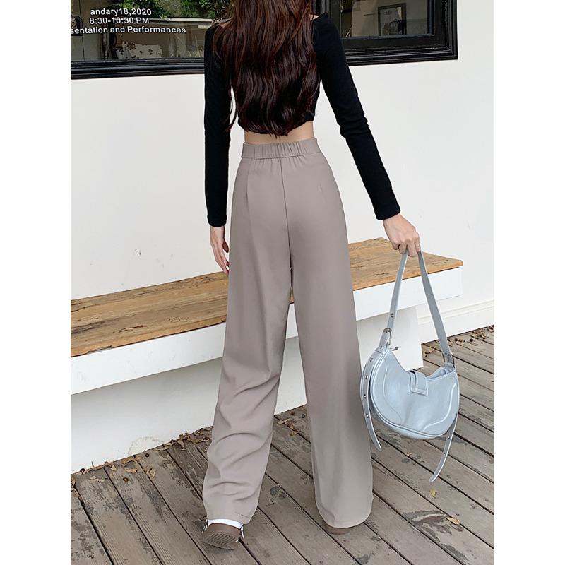Garnitur Casualowe Spodnie z szerokimi nogawkami Odzież damska Jesień i Zima Małe Wysoki stan i Wyszczuplające Luźne Spodnie z prostymi nogawkami