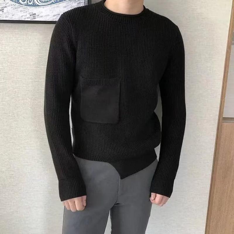 Herren Neues Vielseitiges Langärmeliges Lässiges Einfarbiges Unregelmäßiges Oberteil für Herbst Winter