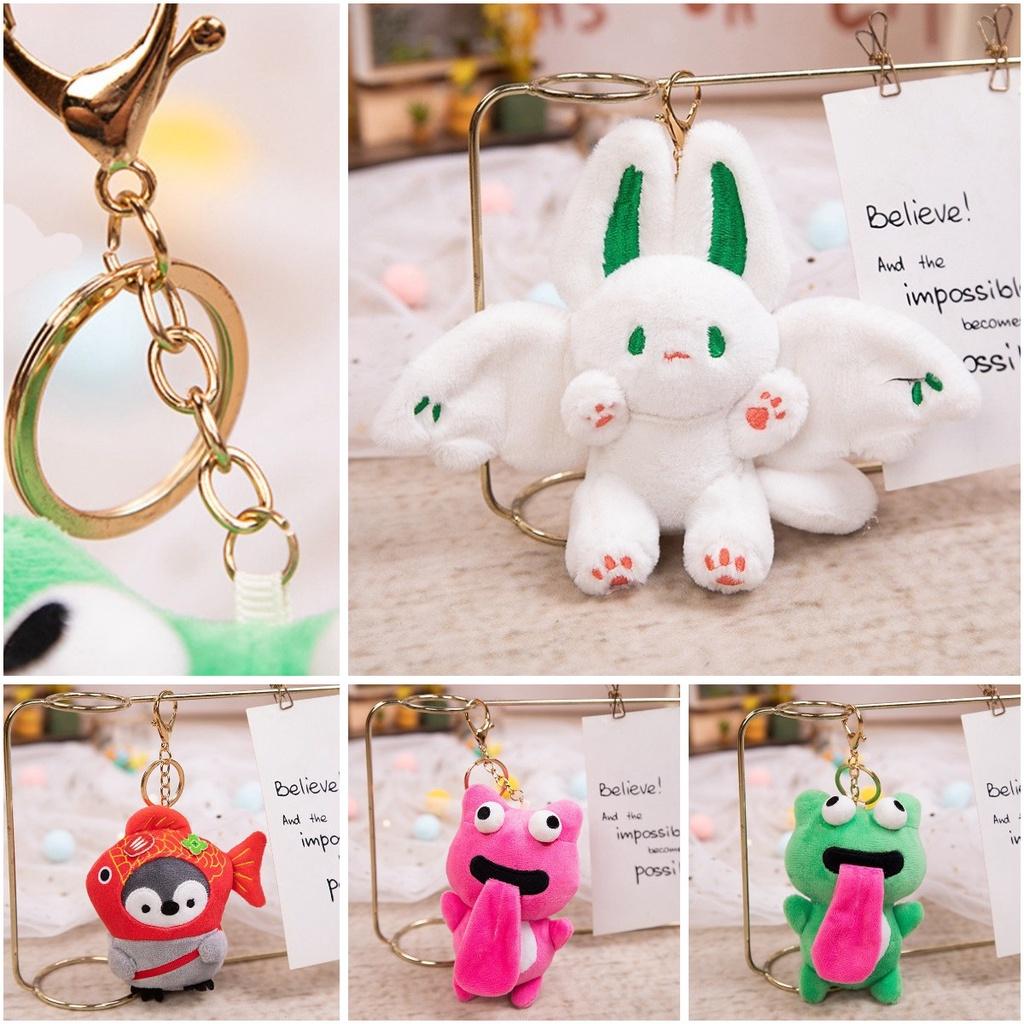 Flying Penguin Rabbit Plush Toy Keyring With Adorable Faces