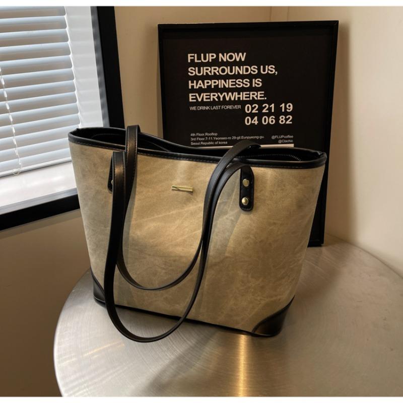 Large-capacity bag women's summer versatile new simple shoulder bag popular texture commuter tote bag