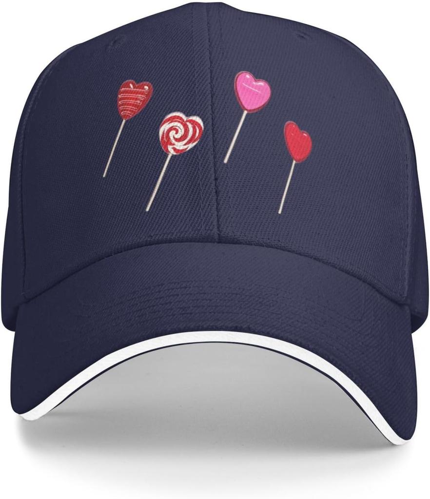 Herz-Lutscher-Druck Baseballkappe Lässig Polyester Sonnenschutz Outdoor Verstellbar Baseballmütze