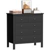 5 Drawer Dresser For Bedroom Modern Chest Of Drawers Wide Storage Unit For Living Room Hallway Black