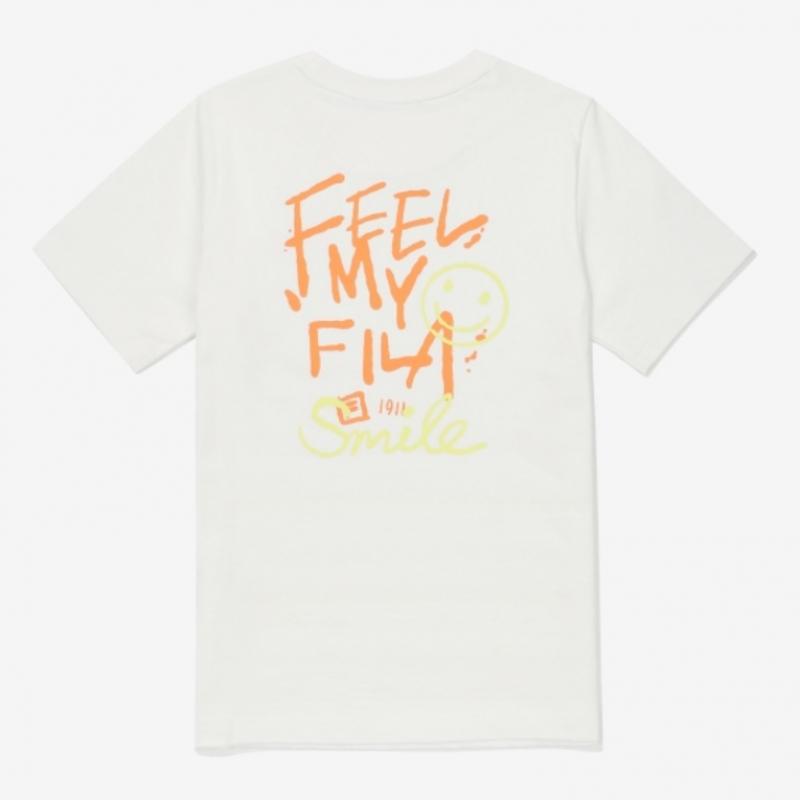 [fila Kids] Smile Back Graphic T shirT  Fk2rsf2207x Owh  q0zFk2rsf2207xOwh